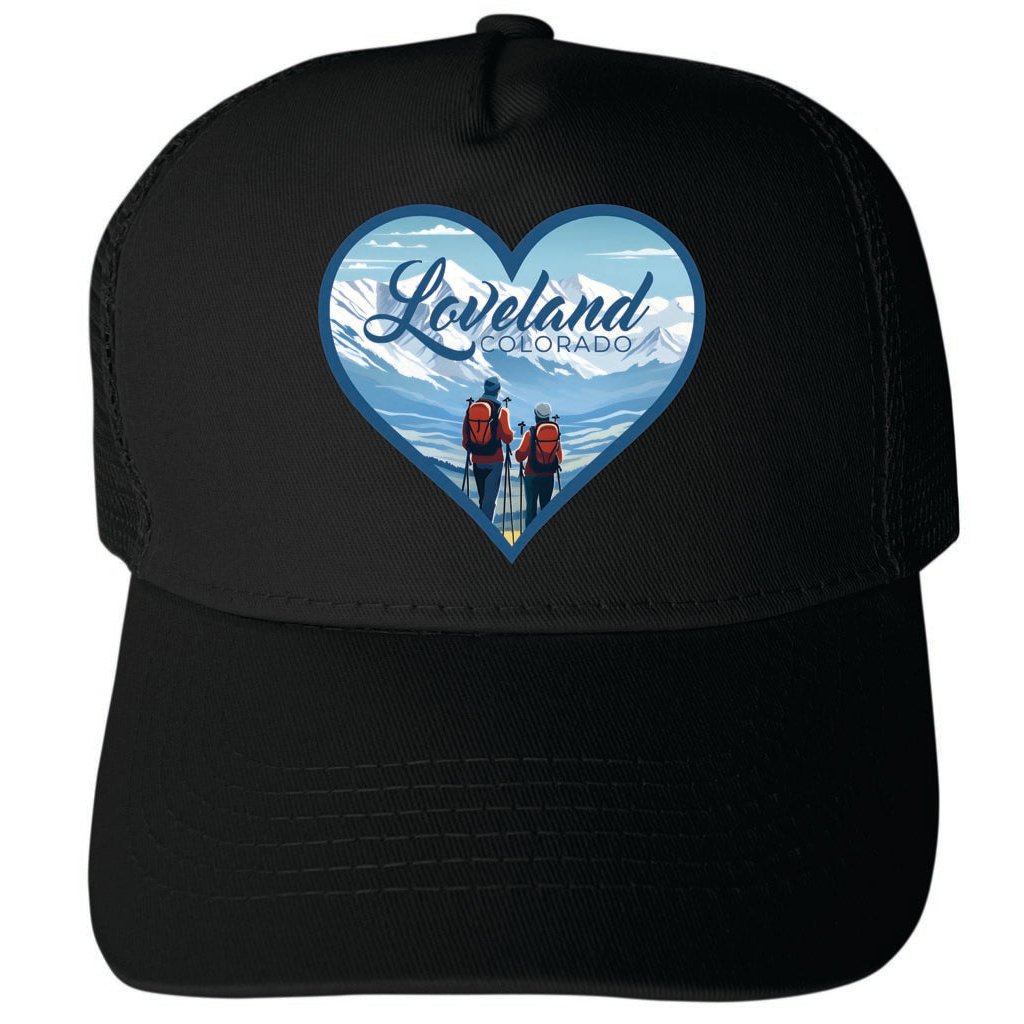 Loveland Colorado Ski Love Design Unisex Mesh Back Trucker Hat with Adjustable Snapback Image 4