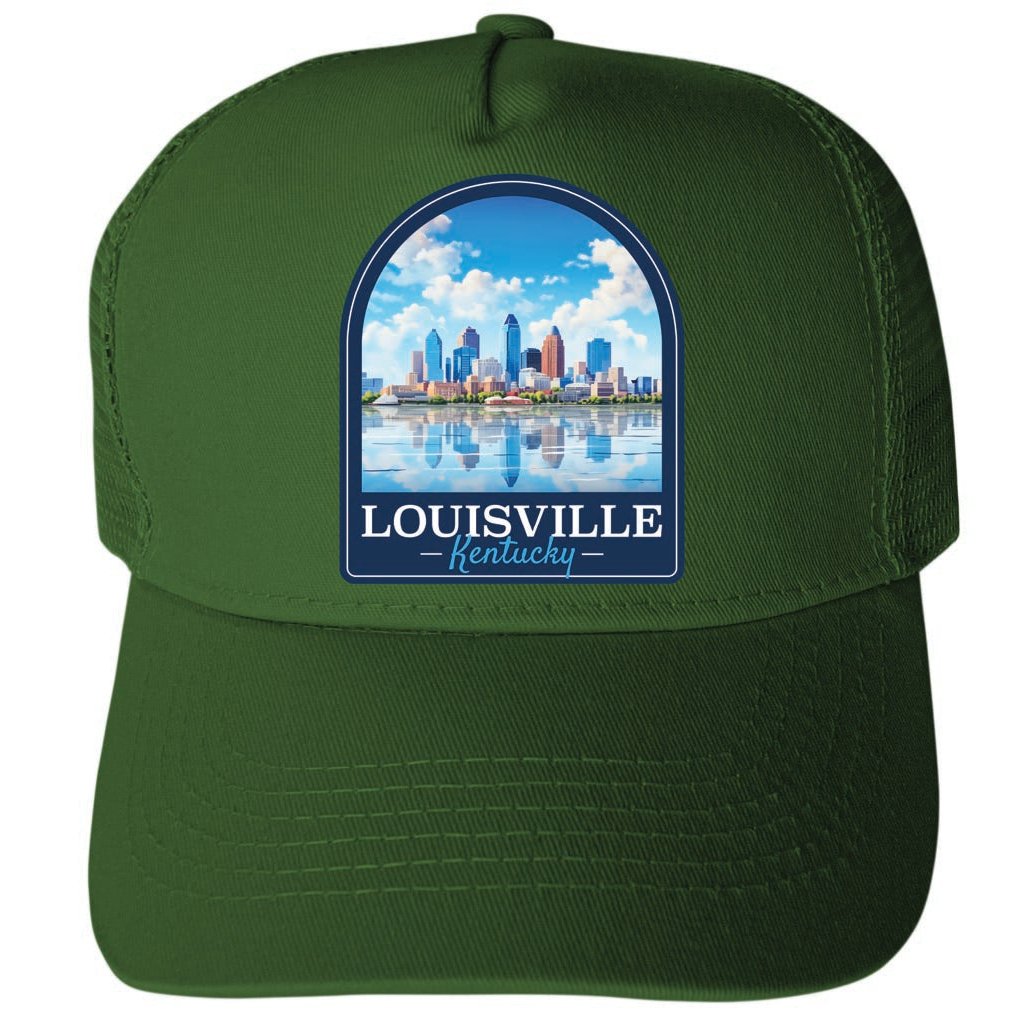 Louisville Kentucky Daytime Cityscape Design Unisex Mesh Back Trucker Hat with Adjustable Snapback Image 1