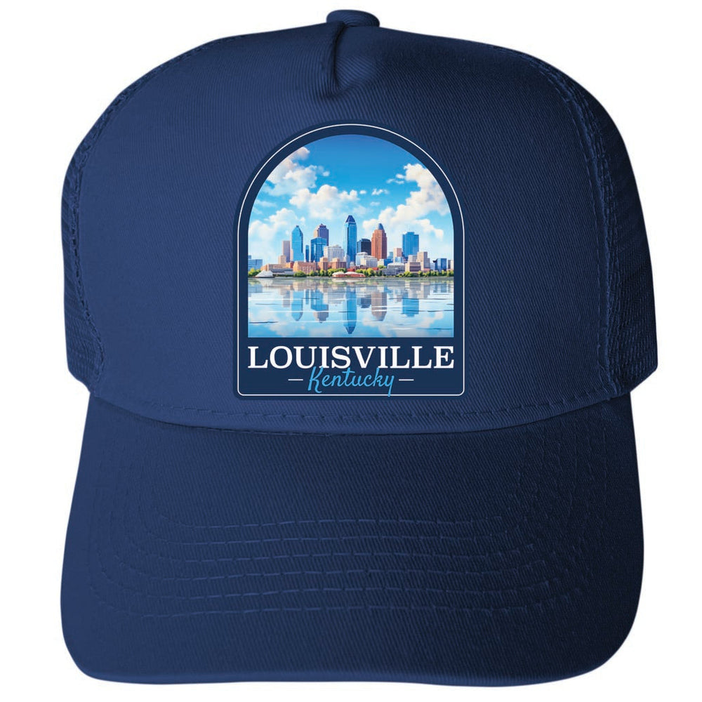 Louisville Kentucky Daytime Cityscape Design Unisex Mesh Back Trucker Hat with Adjustable Snapback Image 2