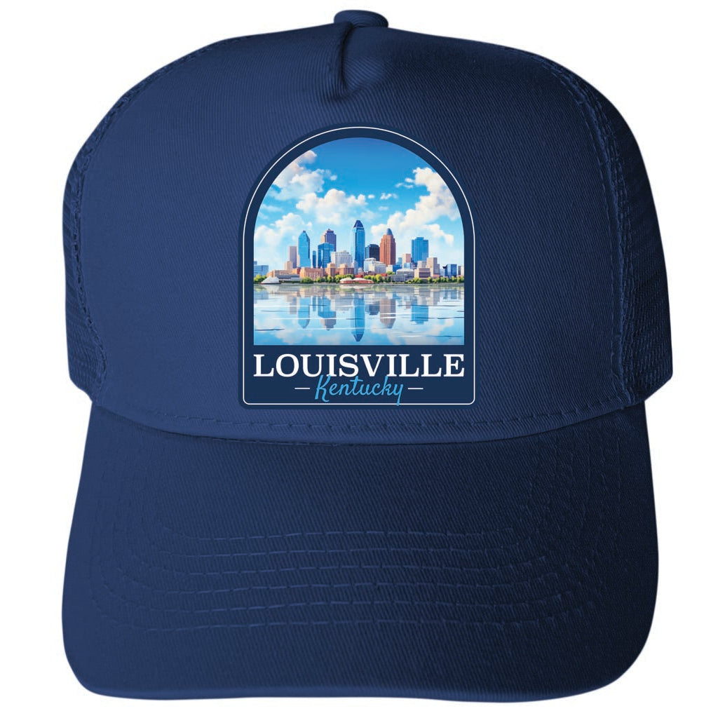 Louisville Kentucky Daytime Cityscape Design Unisex Mesh Back Trucker Hat with Adjustable Snapback Image 2