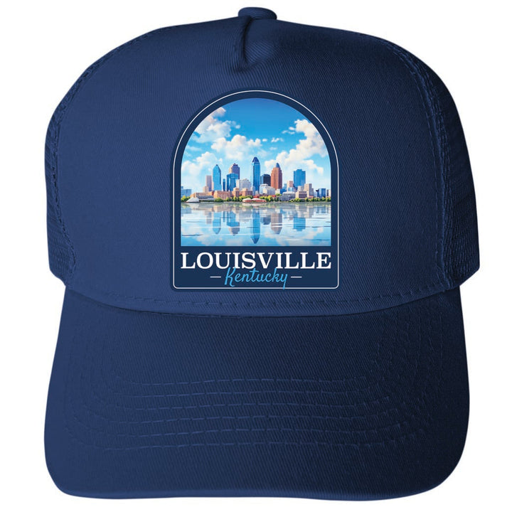 Louisville Kentucky Daytime Cityscape Design Unisex Mesh Back Trucker Hat with Adjustable Snapback Image 2