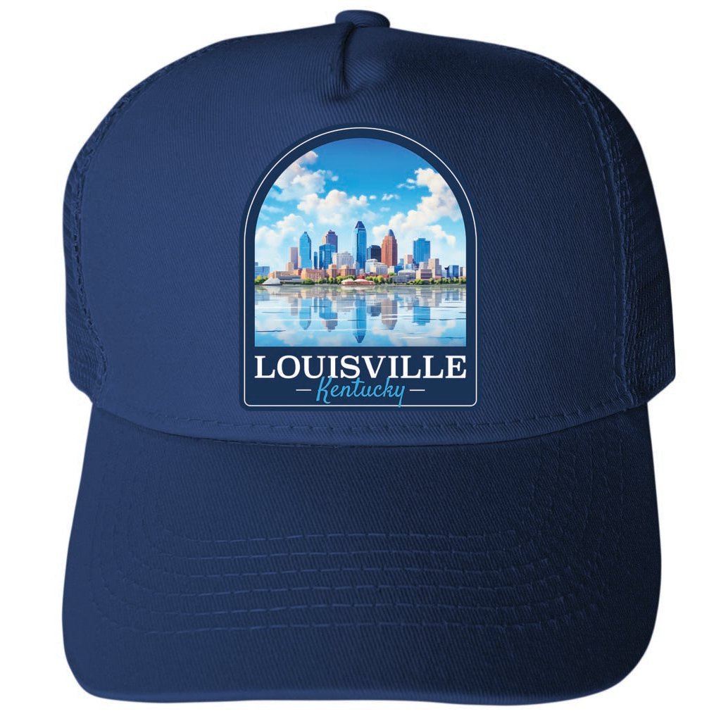 Louisville Kentucky Daytime Cityscape Design Unisex Mesh Back Trucker Hat with Adjustable Snapback Image 1