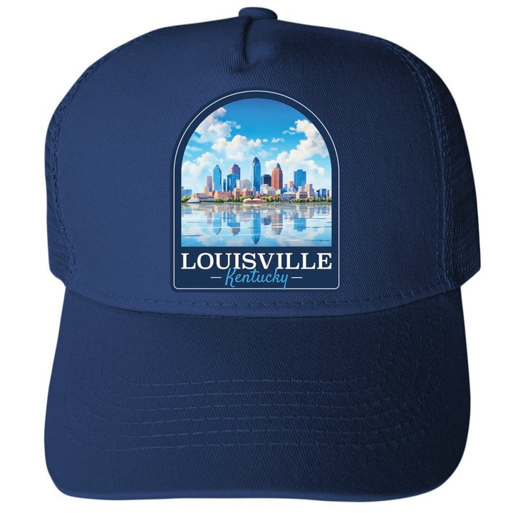 Louisville Kentucky Daytime Cityscape Design Unisex Mesh Back Trucker Hat with Adjustable Snapback Image 1