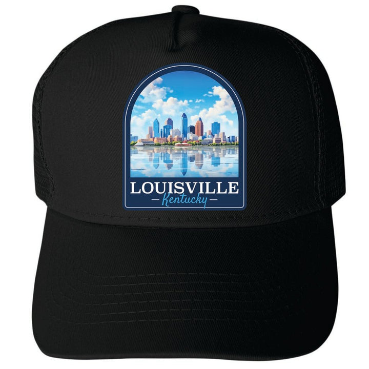 Louisville Kentucky Daytime Cityscape Design Unisex Mesh Back Trucker Hat with Adjustable Snapback Image 1