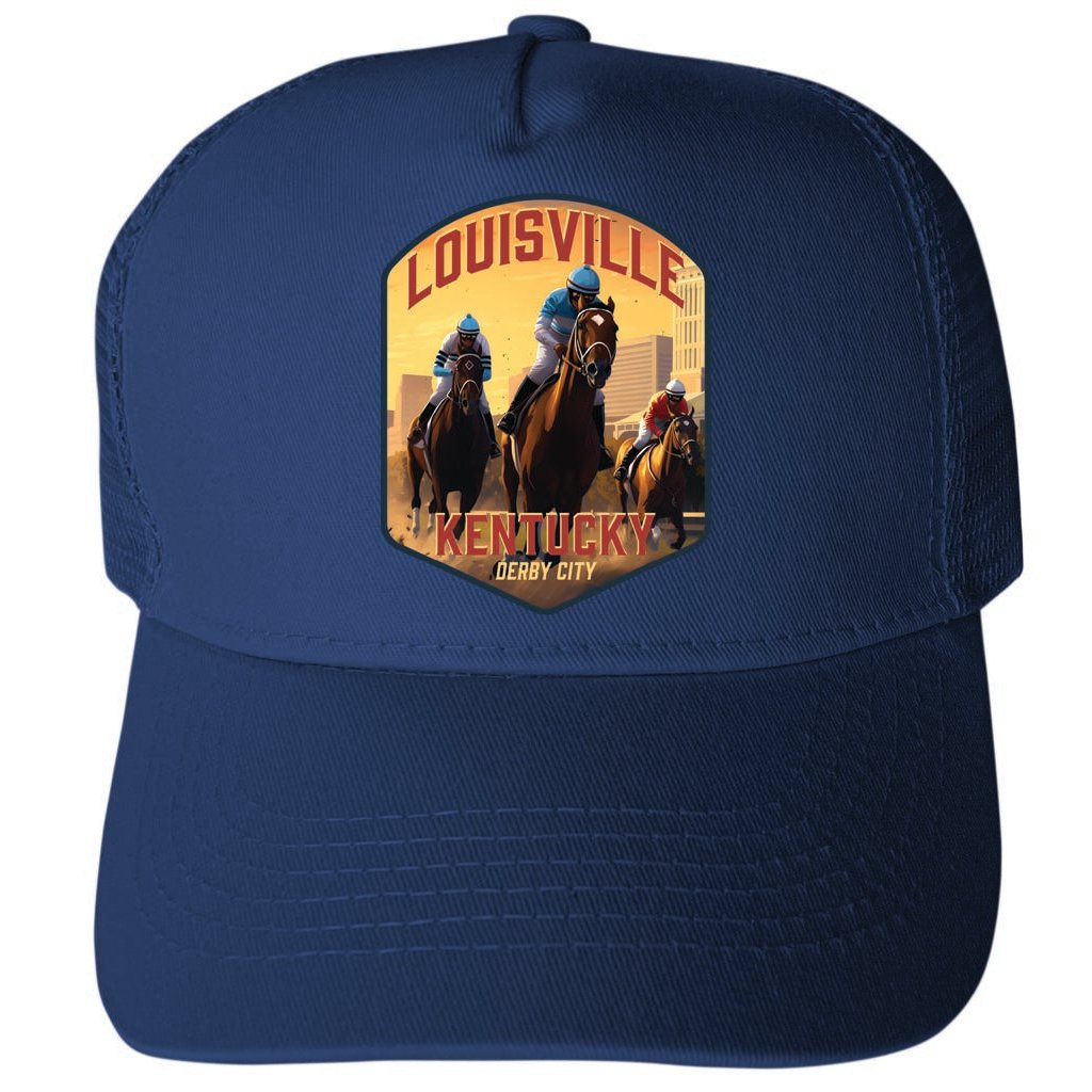 Louisville Kentucky Derby City Design Unisex Mesh Back Trucker Hat with Adjustable Snapback Image 1