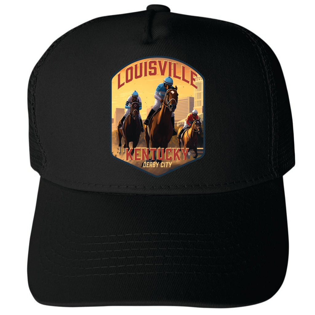 Louisville Kentucky Derby City Design Unisex Mesh Back Trucker Hat with Adjustable Snapback Image 4