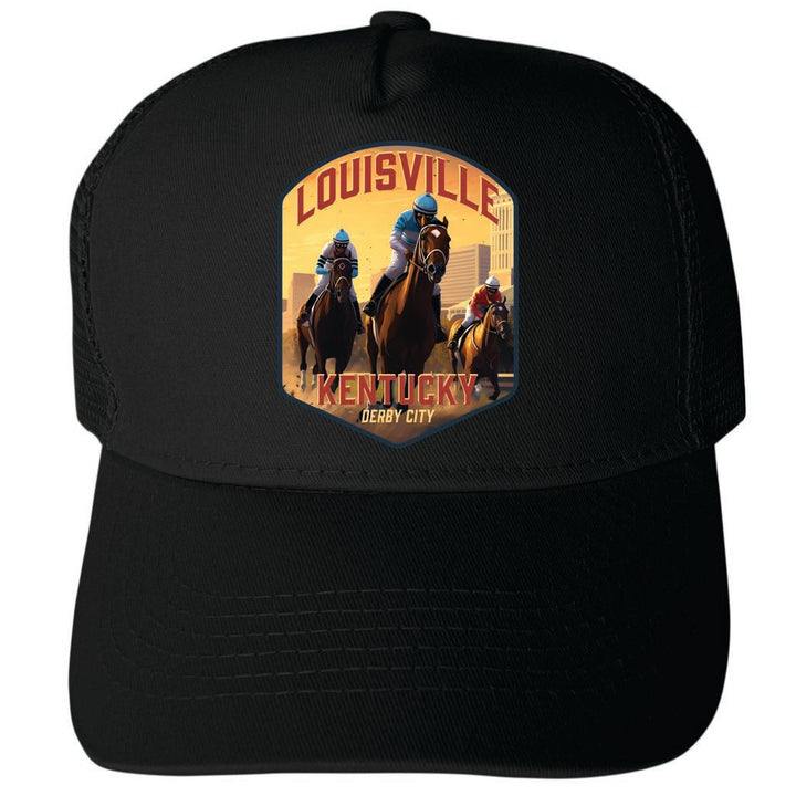 Louisville Kentucky Derby City Design Unisex Mesh Back Trucker Hat with Adjustable Snapback Image 1