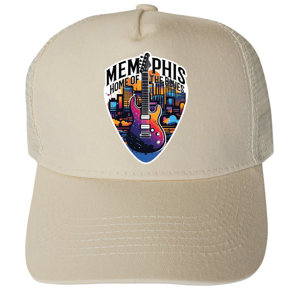 Memphis Tennessee Design B Unisex Mesh Back Trucker Hat with Adjustable Snapback Image 3