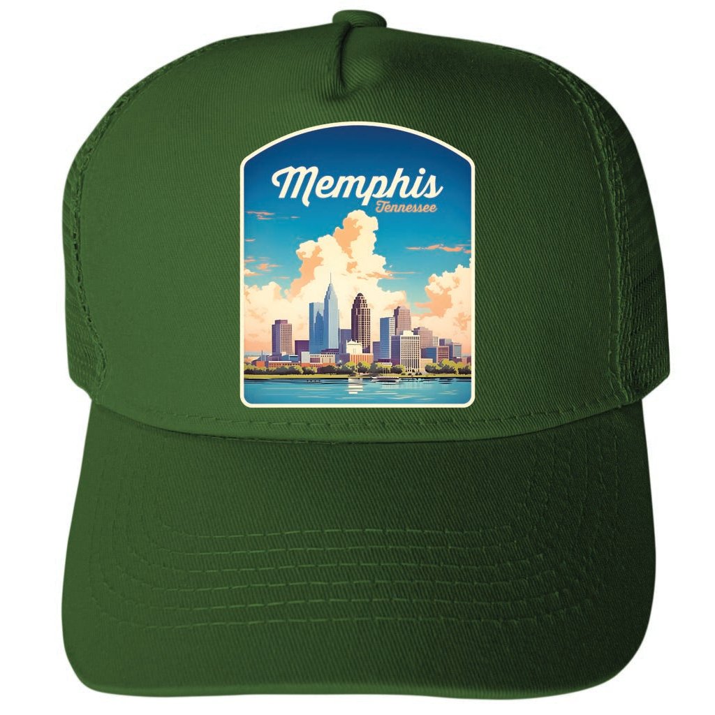 Memphis Tennessee Design A Unisex Mesh Back Trucker Hat with Adjustable Snapback Image 2