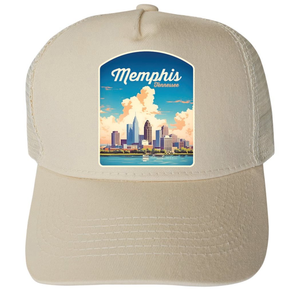 Memphis Tennessee Design A Unisex Mesh Back Trucker Hat with Adjustable Snapback Image 3