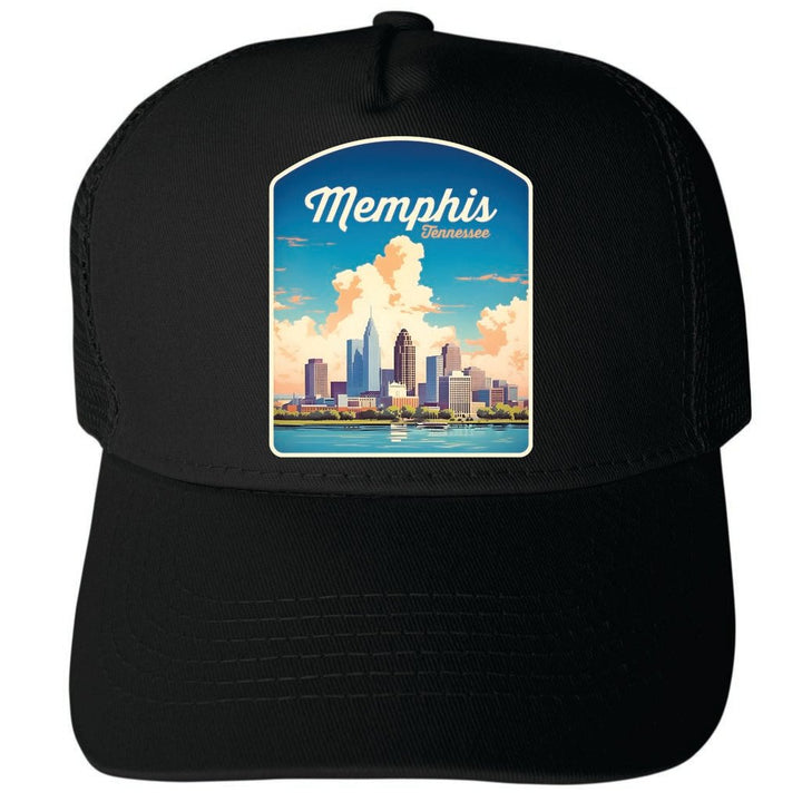 Memphis Tennessee Design A Unisex Mesh Back Trucker Hat with Adjustable Snapback Image 1