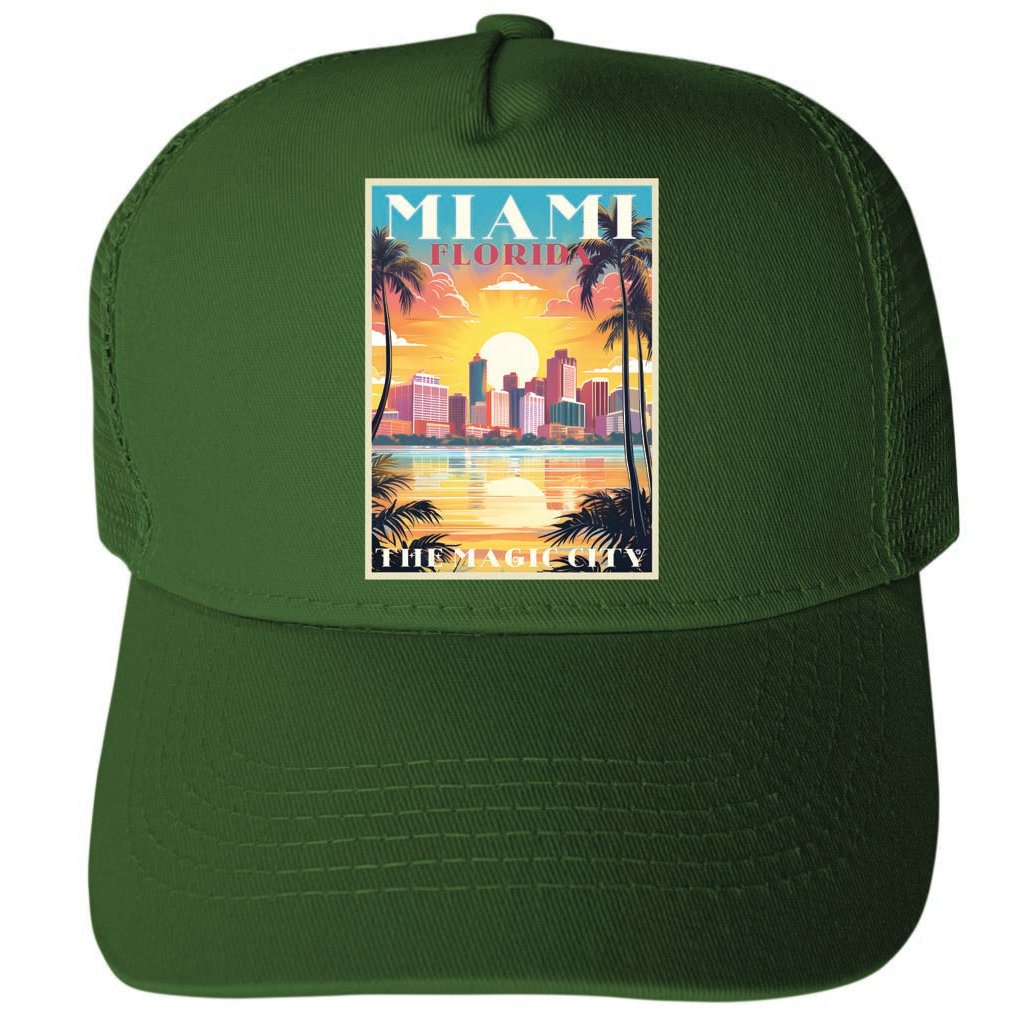 Miami Florida Design A Unisex Mesh Back Trucker Hat with Adjustable Snapback Image 2