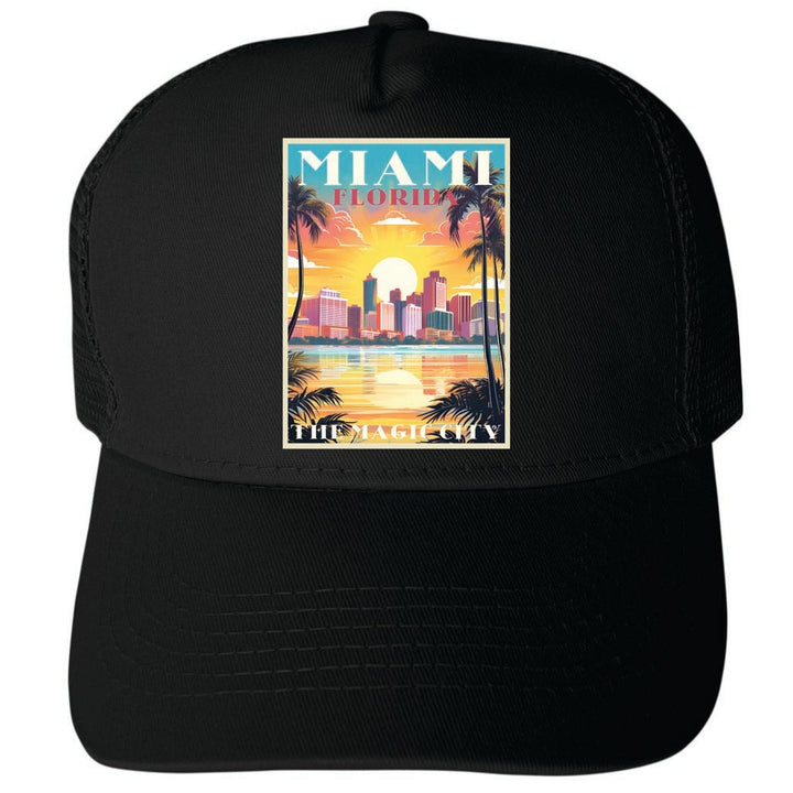 Miami Florida Design A Unisex Mesh Back Trucker Hat with Adjustable Snapback Image 4