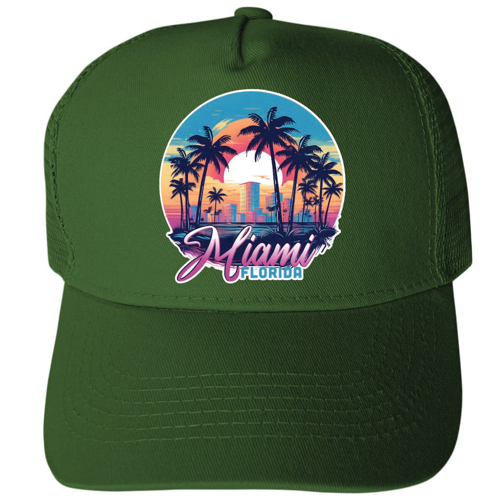 Miami Florida Design B Unisex Mesh Back Trucker Hat with Adjustable Snapback Image 2