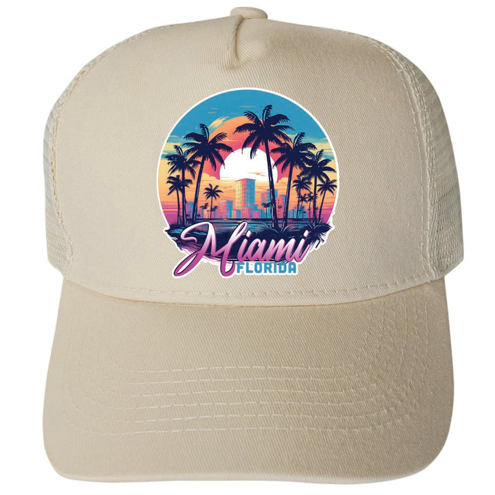 Miami Florida Design B Unisex Mesh Back Trucker Hat with Adjustable Snapback Image 3