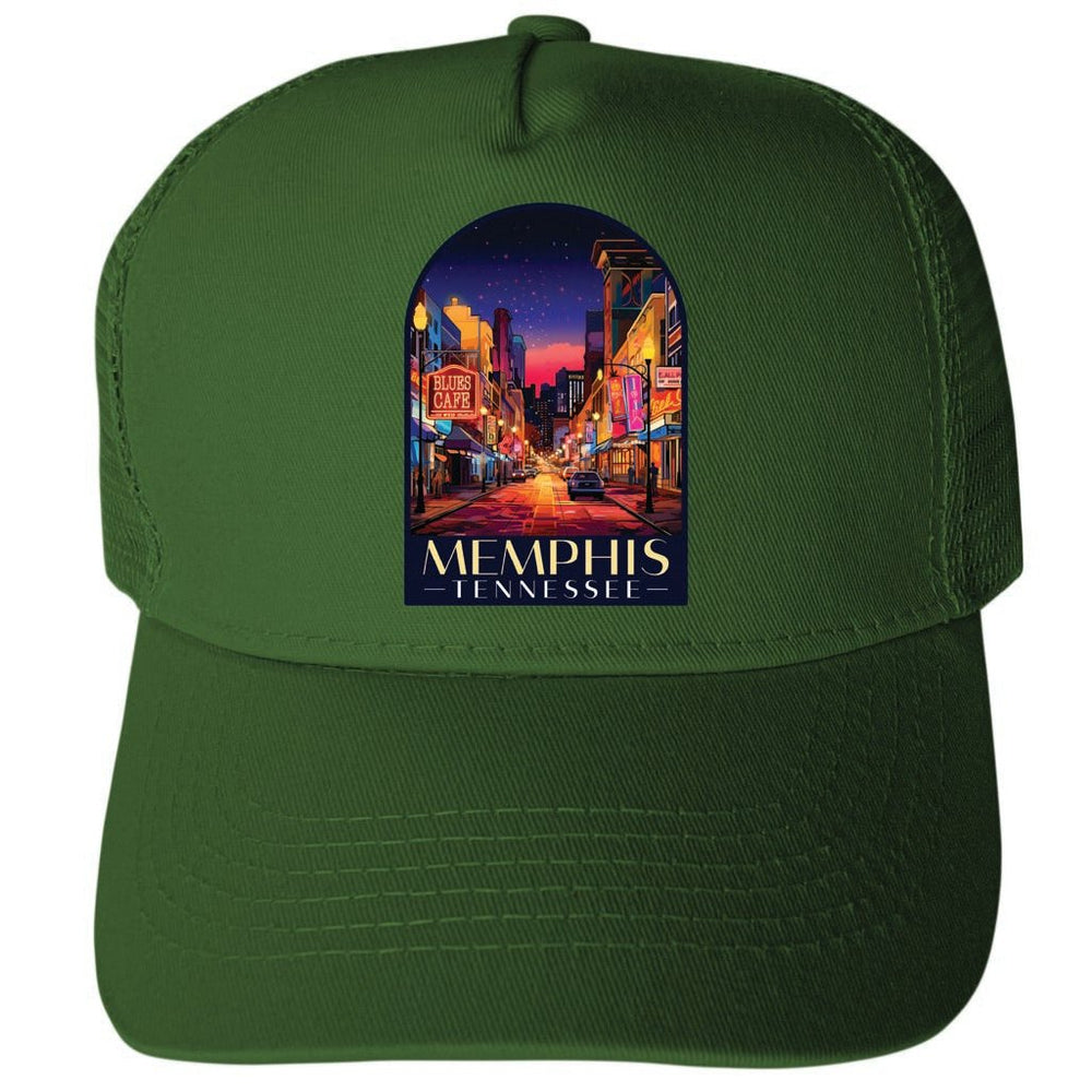 Memphis Tennessee Design C Unisex Mesh Back Trucker Hat with Adjustable Snapback Image 2