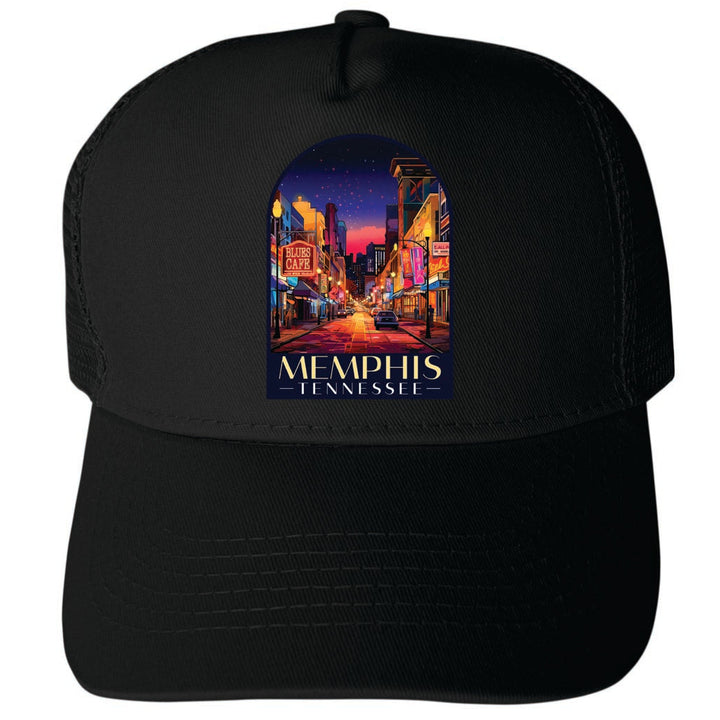 Memphis Tennessee Design C Unisex Mesh Back Trucker Hat with Adjustable Snapback Image 4