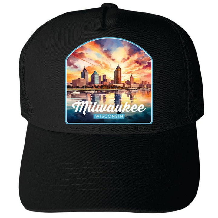 Milwaukee Wisconsin Design A Unisex Mesh Back Trucker Hat with Adjustable Snapback Image 4