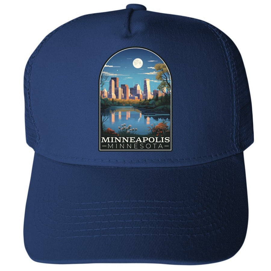 Minneapolis Minnesota Design C Unisex Mesh Back Trucker Hat with Adjustable Snapback Image 1