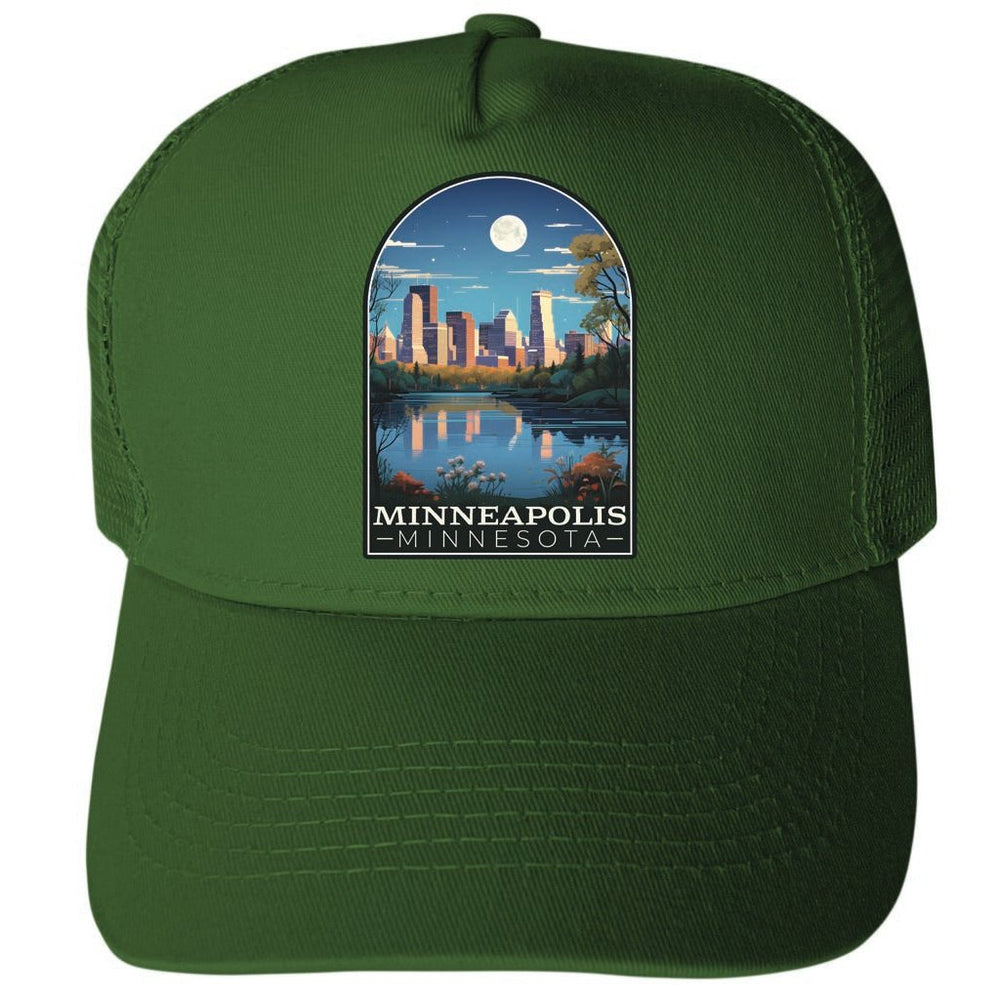 Minneapolis Minnesota Design C Unisex Mesh Back Trucker Hat with Adjustable Snapback Image 2