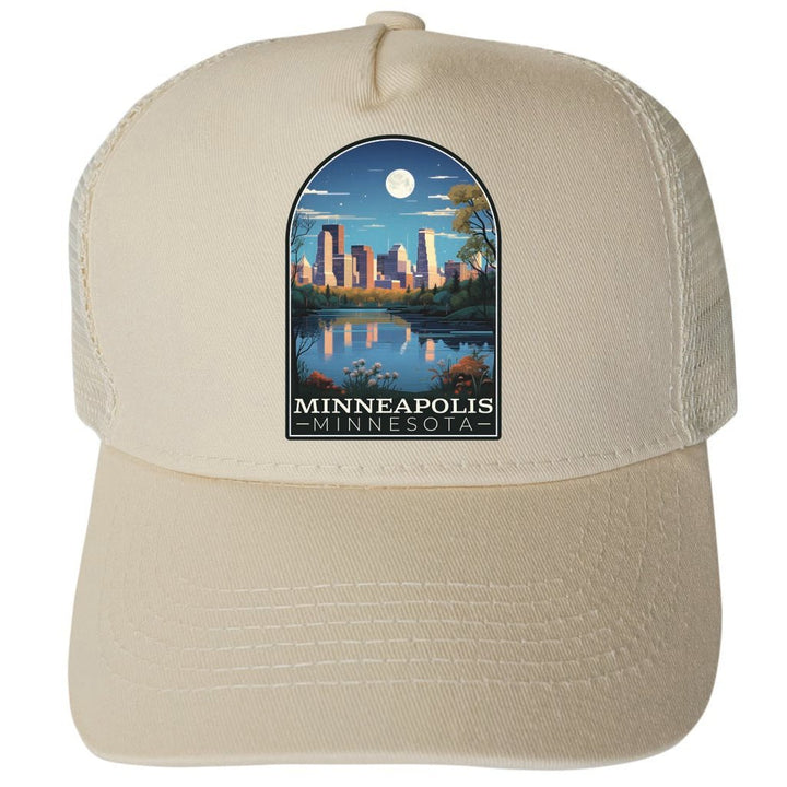 Minneapolis Minnesota Design C Unisex Mesh Back Trucker Hat with Adjustable Snapback Image 3