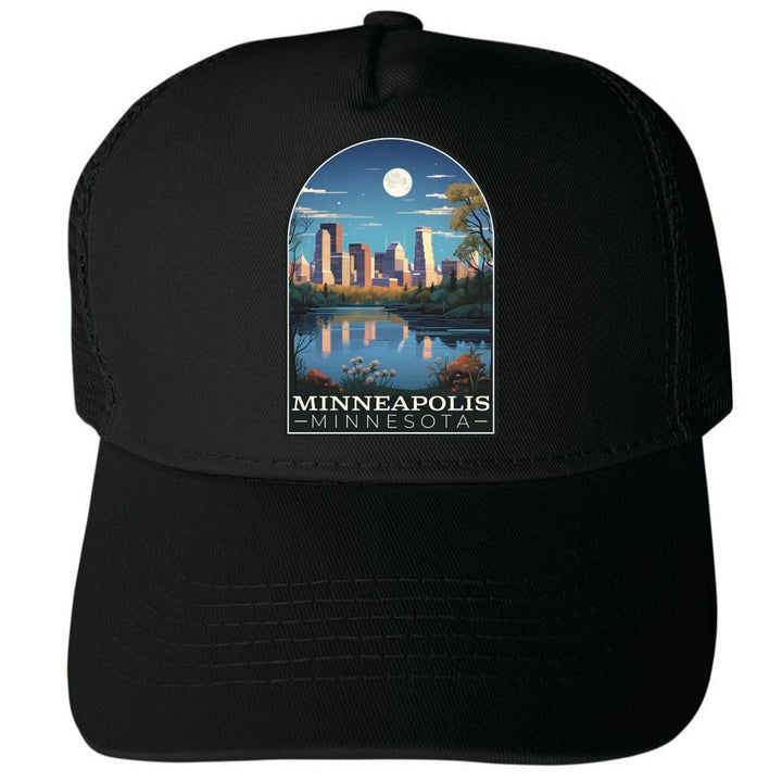 Minneapolis Minnesota Design C Unisex Mesh Back Trucker Hat with Adjustable Snapback Image 4