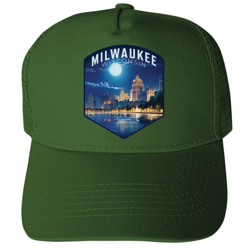 Milwaukee Wisconsin Design B Unisex Mesh Back Trucker Hat with Adjustable Snapback Image 2