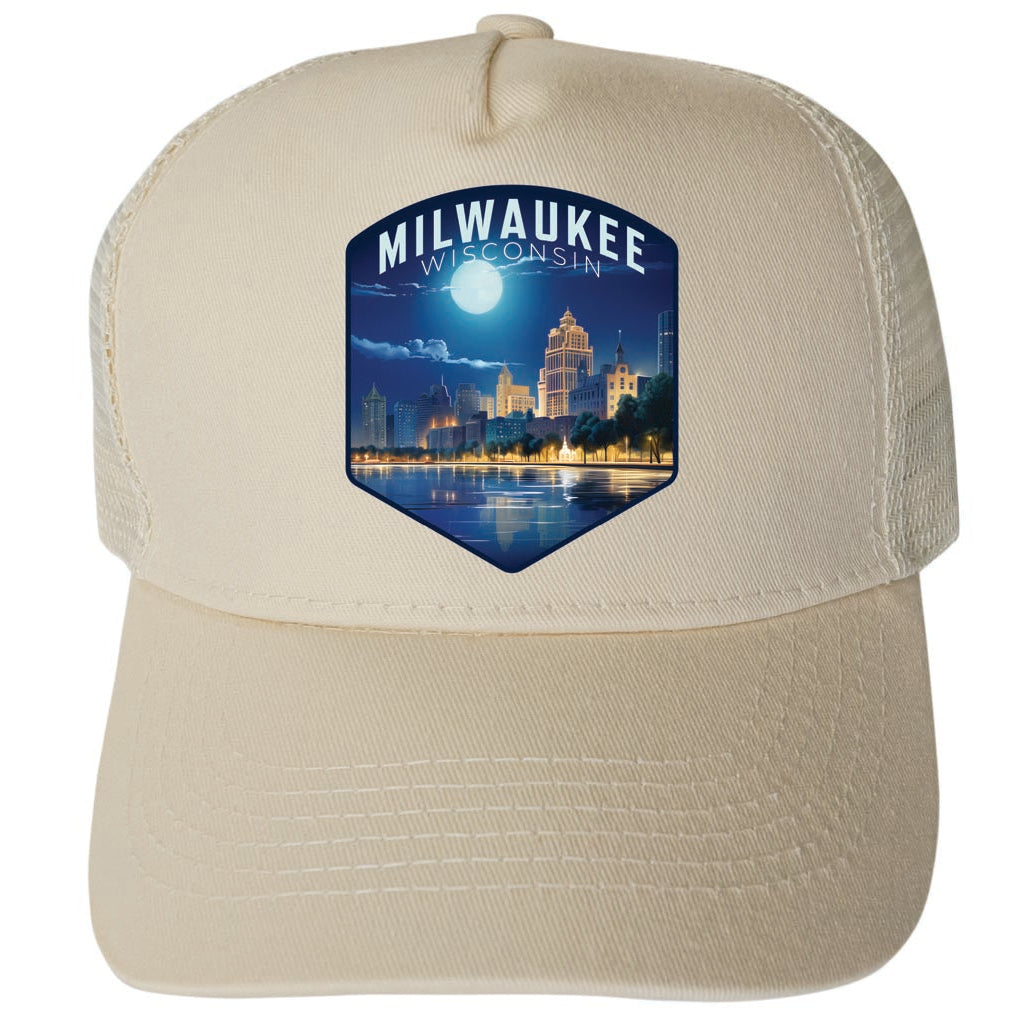 Milwaukee Wisconsin Design B Unisex Mesh Back Trucker Hat with Adjustable Snapback Image 3