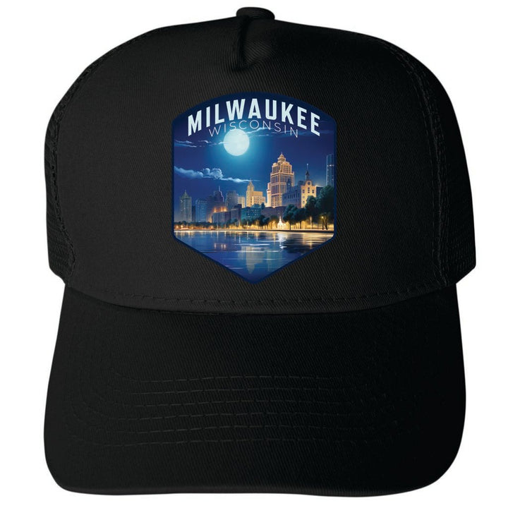 Milwaukee Wisconsin Design B Unisex Mesh Back Trucker Hat with Adjustable Snapback Image 4