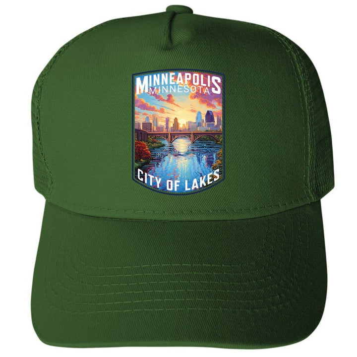 Minneapolis Minnesota Design B Unisex Mesh Back Trucker Hat with Adjustable Snapback Image 1