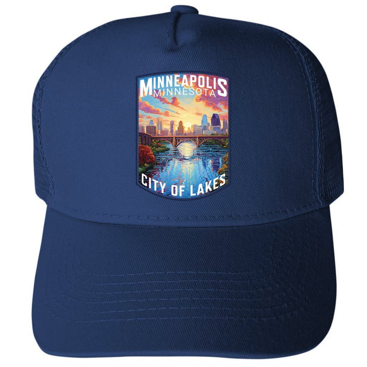 Minneapolis Minnesota Design B Unisex Mesh Back Trucker Hat with Adjustable Snapback Image 2