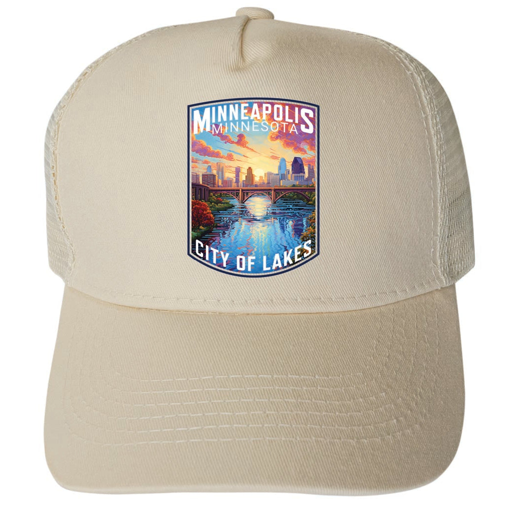 Minneapolis Minnesota Design B Unisex Mesh Back Trucker Hat with Adjustable Snapback Image 3