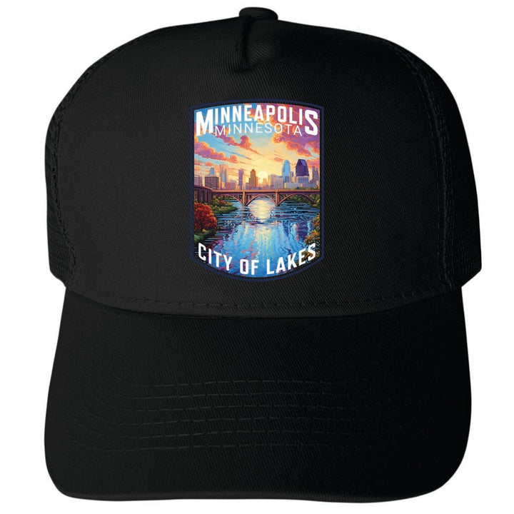 Minneapolis Minnesota Design B Unisex Mesh Back Trucker Hat with Adjustable Snapback Image 4