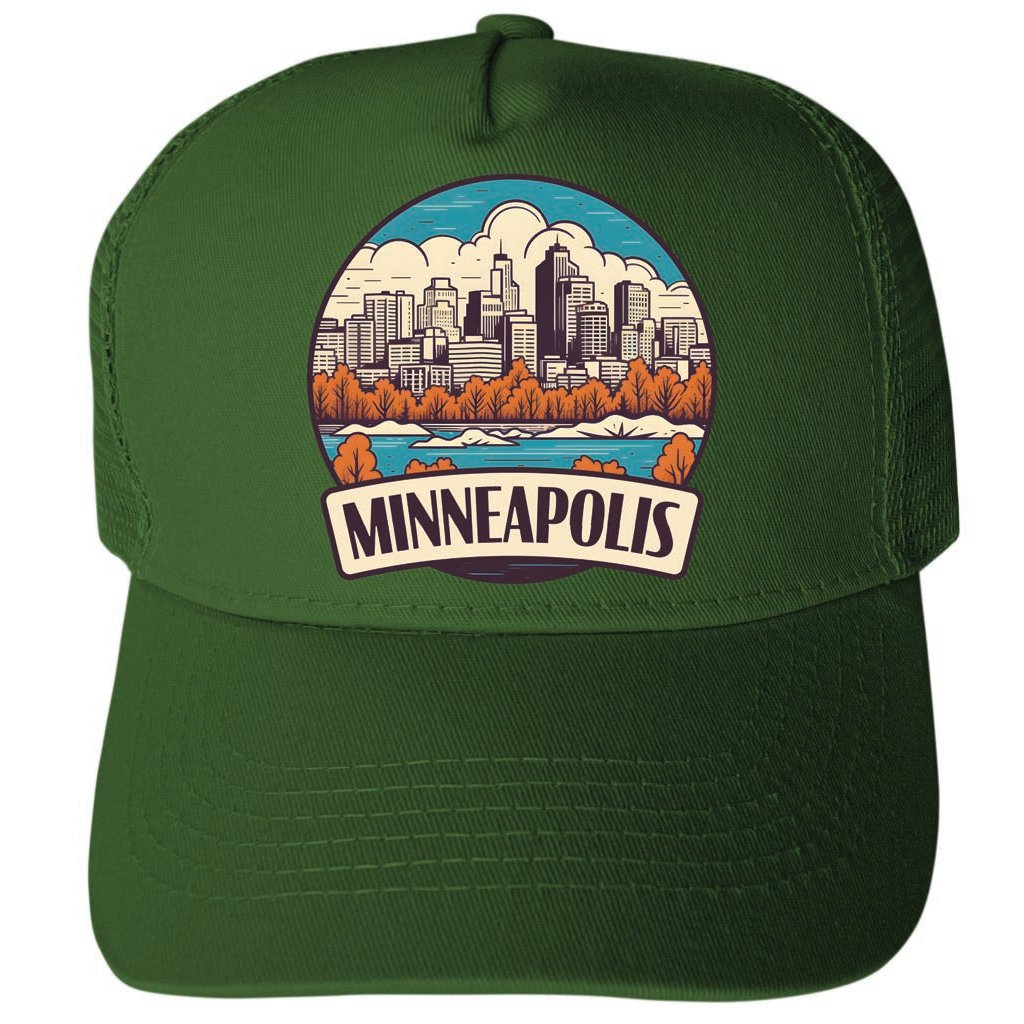 Minneapolis Minnesota Design A Unisex Mesh Back Trucker Hat with Adjustable Snapback Image 2