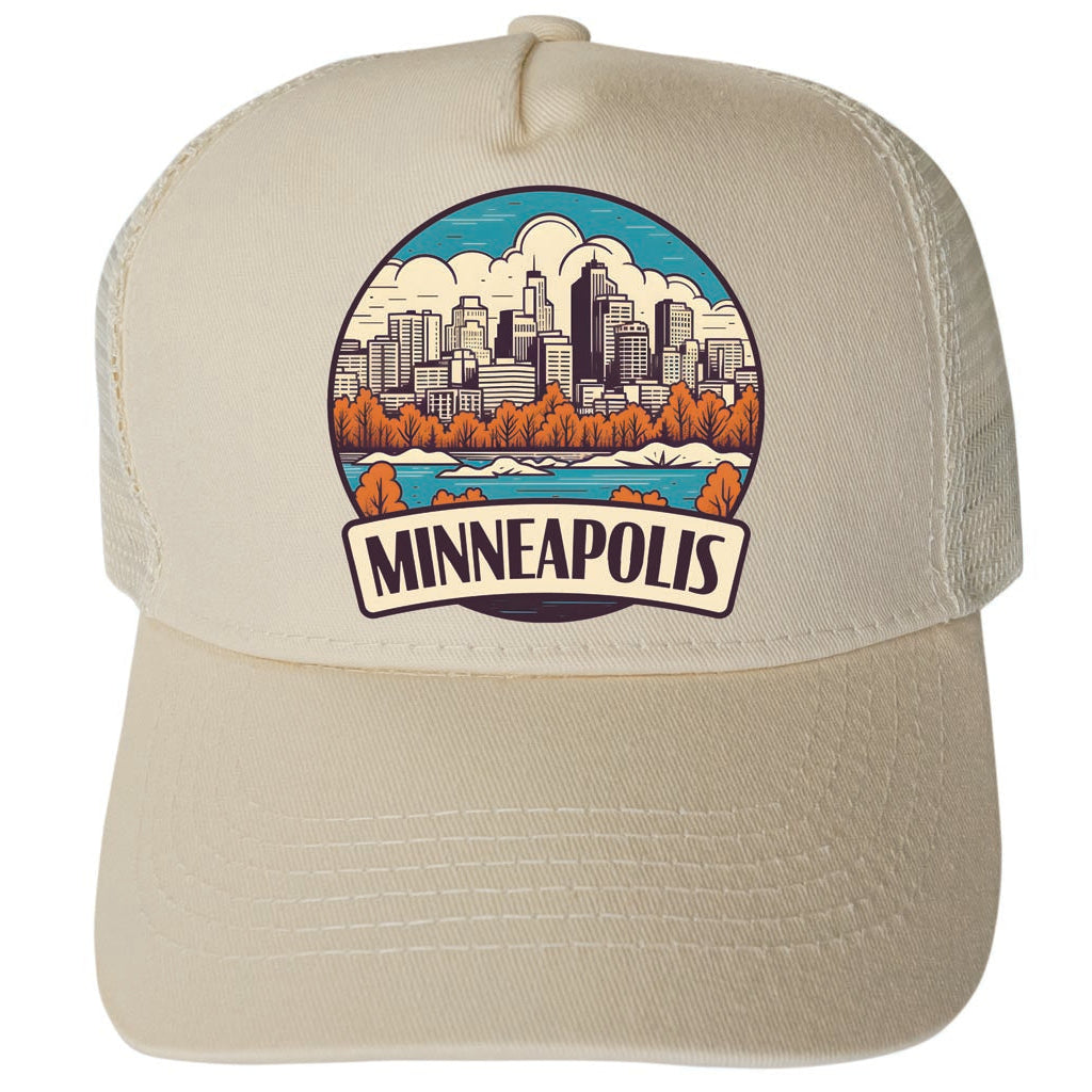 Minneapolis Minnesota Design A Unisex Mesh Back Trucker Hat with Adjustable Snapback Image 3