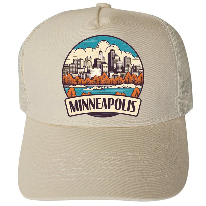 Minneapolis Minnesota Design A Unisex Mesh Back Trucker Hat with Adjustable Snapback Image 1