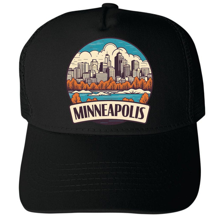 Minneapolis Minnesota Design A Unisex Mesh Back Trucker Hat with Adjustable Snapback Image 4