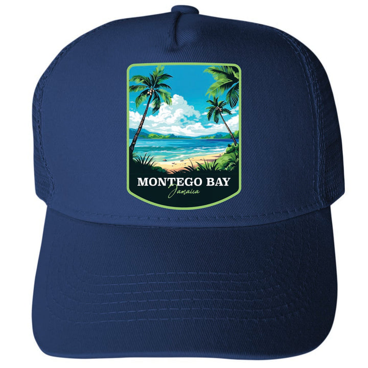 Montego Bay Jamaica Design B Unisex Mesh Back Trucker Hat with Adjustable Snapback Image 1