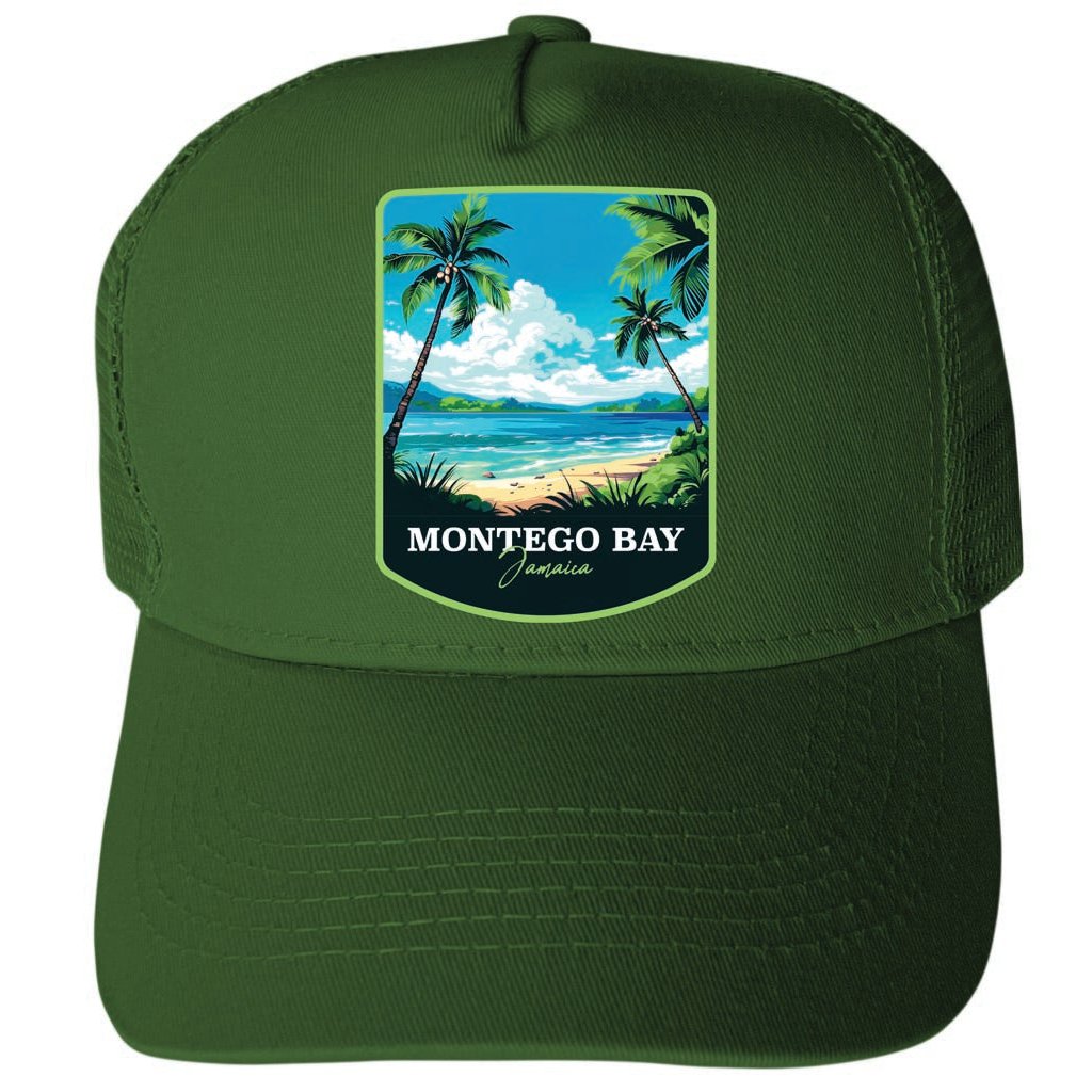 Montego Bay Jamaica Design B Unisex Mesh Back Trucker Hat with Adjustable Snapback Image 1