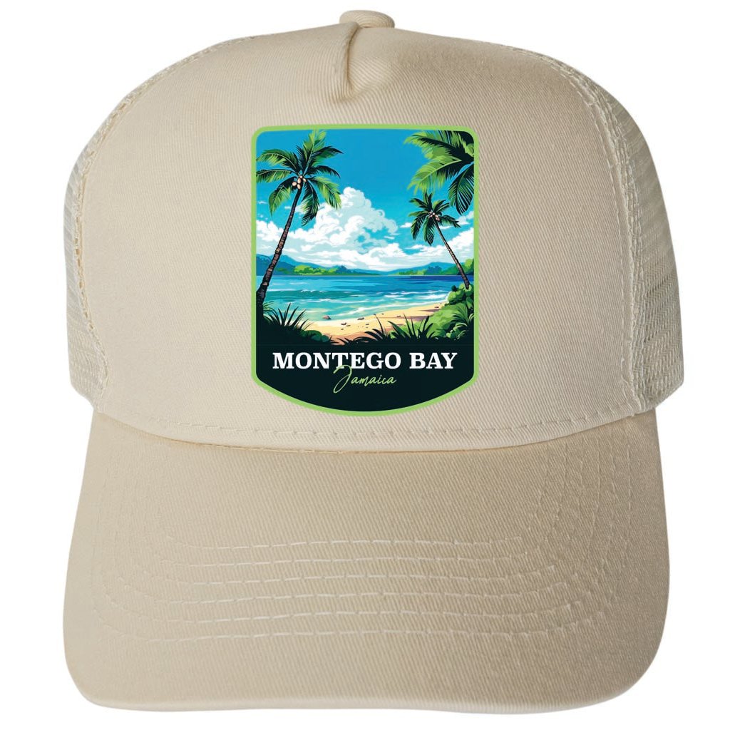 Montego Bay Jamaica Design B Unisex Mesh Back Trucker Hat with Adjustable Snapback Image 3