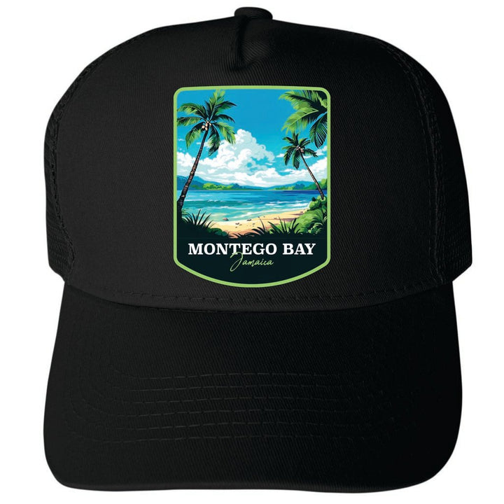 Montego Bay Jamaica Design B Unisex Mesh Back Trucker Hat with Adjustable Snapback Image 4