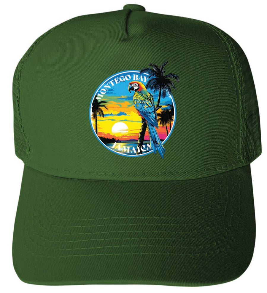 Montego Bay Jamaica Design A Unisex Mesh Back Trucker Hat with Adjustable Snapback Image 1