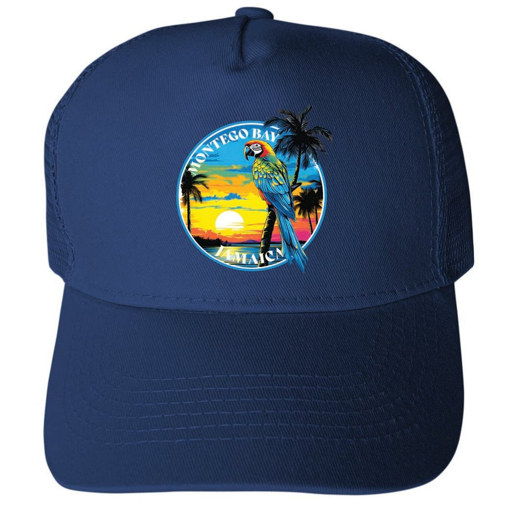 Montego Bay Jamaica Design A Unisex Mesh Back Trucker Hat with Adjustable Snapback Image 2