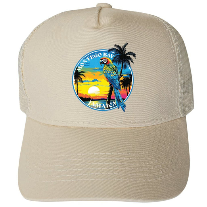 Montego Bay Jamaica Design A Unisex Mesh Back Trucker Hat with Adjustable Snapback Image 3