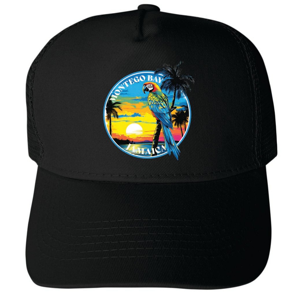 Montego Bay Jamaica Design A Unisex Mesh Back Trucker Hat with Adjustable Snapback Image 4