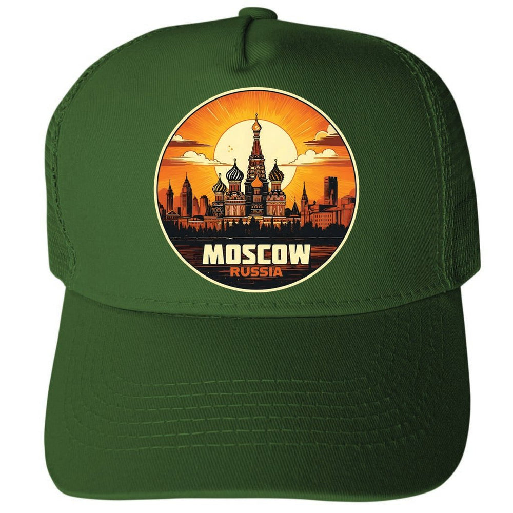 Moscow Russia Saint Basils Cathedral Design Unisex Mesh Back Trucker Hat with Adjustable Snapback Image 2