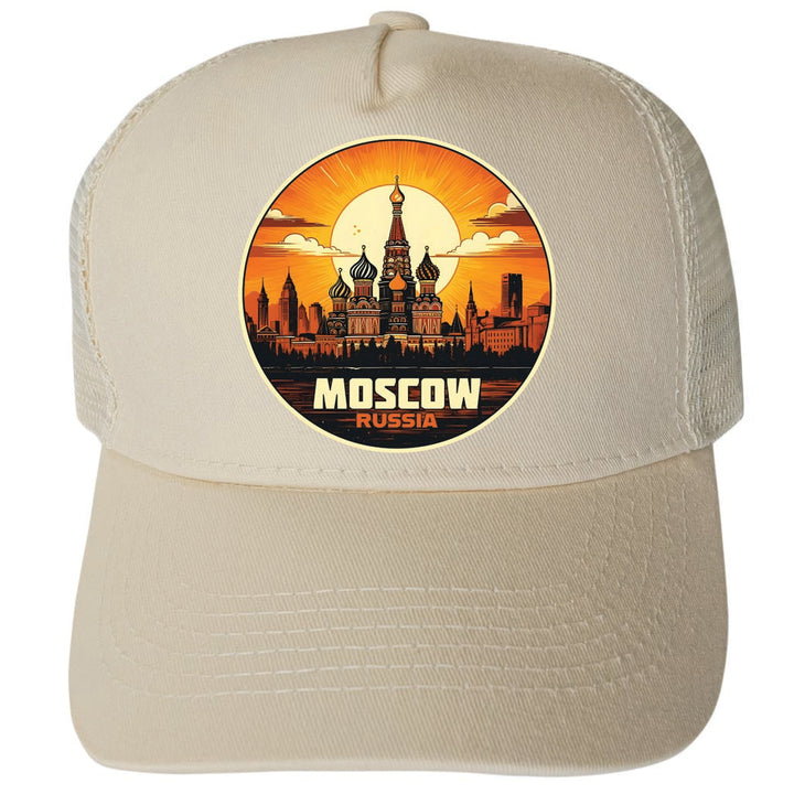 Moscow Russia Saint Basils Cathedral Design Unisex Mesh Back Trucker Hat with Adjustable Snapback Image 3