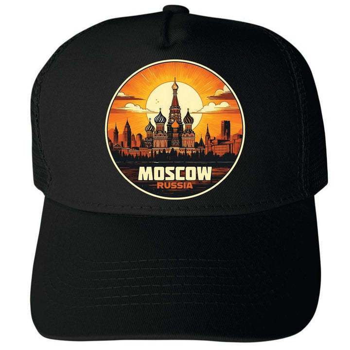 Moscow Russia Saint Basils Cathedral Design Unisex Mesh Back Trucker Hat with Adjustable Snapback Image 4