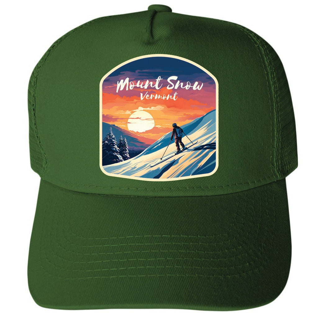 Mount Snow Vermont Design A Unisex Mesh Back Trucker Hat with Adjustable Snapback Image 1