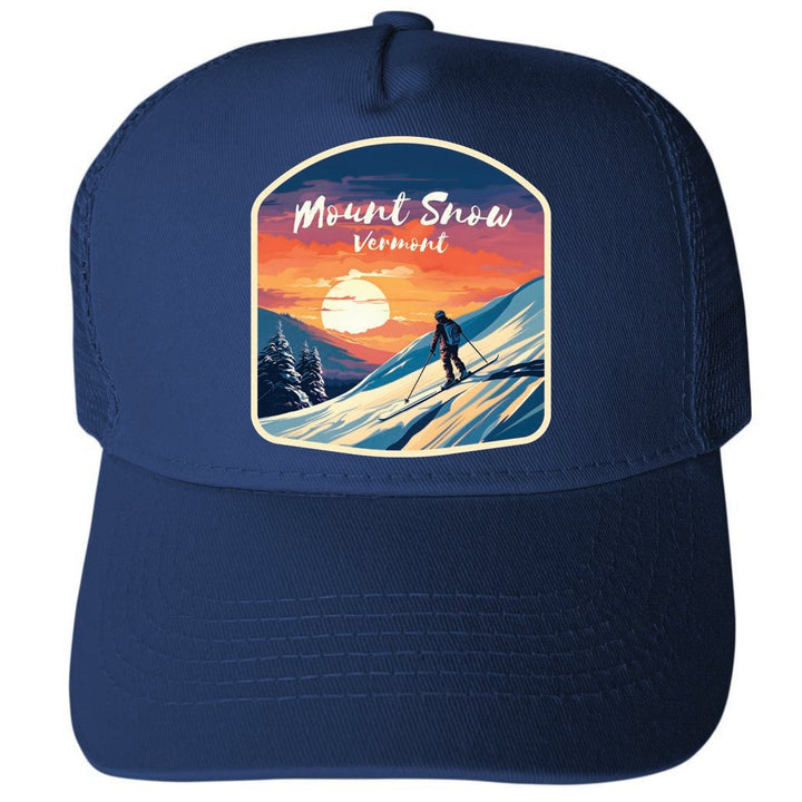 Mount Snow Vermont Design A Unisex Mesh Back Trucker Hat with Adjustable Snapback Image 2